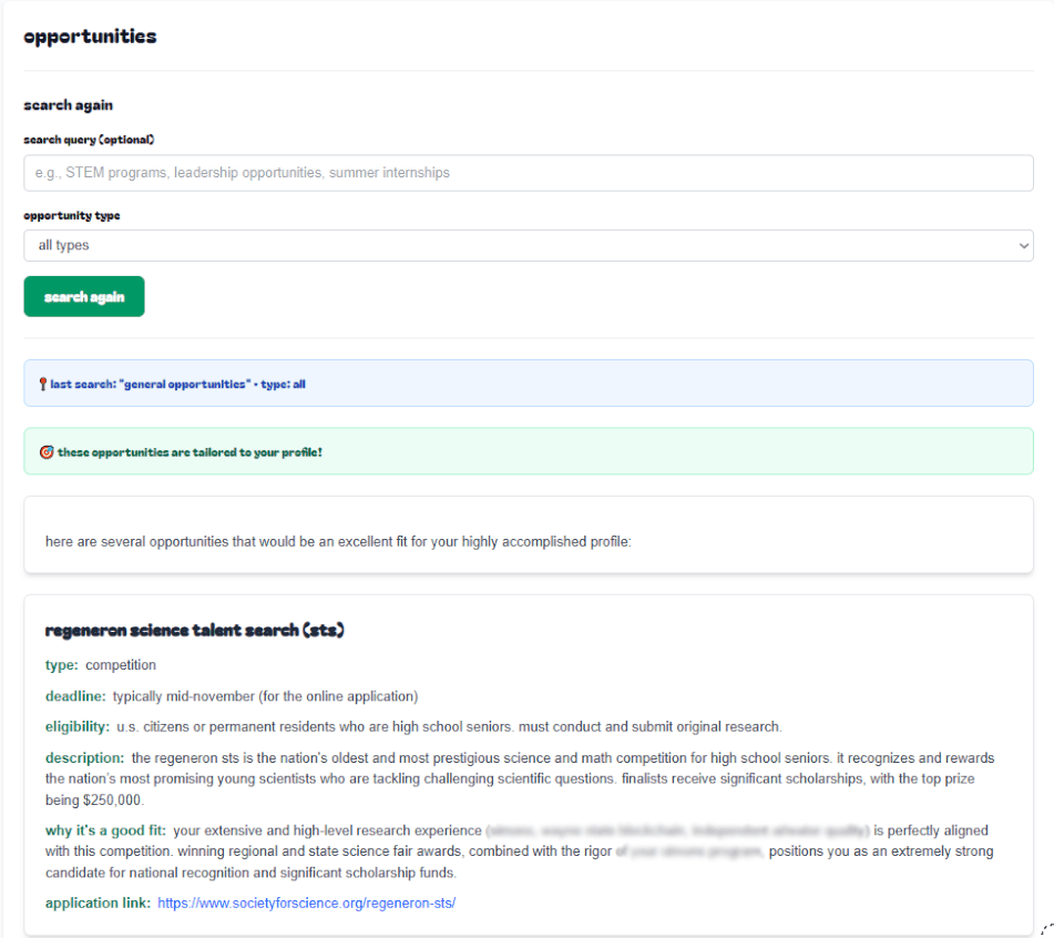 opportunities interface